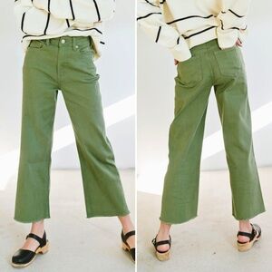 TNR Jeans Olive Green High Rise Button Up Wide Leg Pants Women’s Size 25